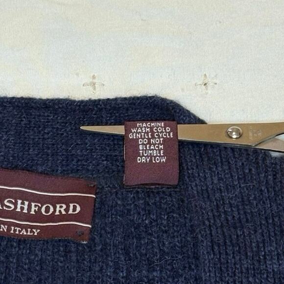 Vintage 90s John Ashford Italian Knit Cardigan Sweater Women’s L Blue Fair Isle - Picture 4 of 8